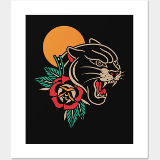 Traditional panther tattoo Posters and Art